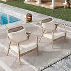 Set of 2 Outdoor Acacia Wood Patio Club Chairs