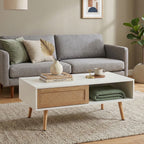 41.34" Rattan Coffee Table with Sliding Door Storage