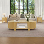 Round Fluted Side Table with Storage