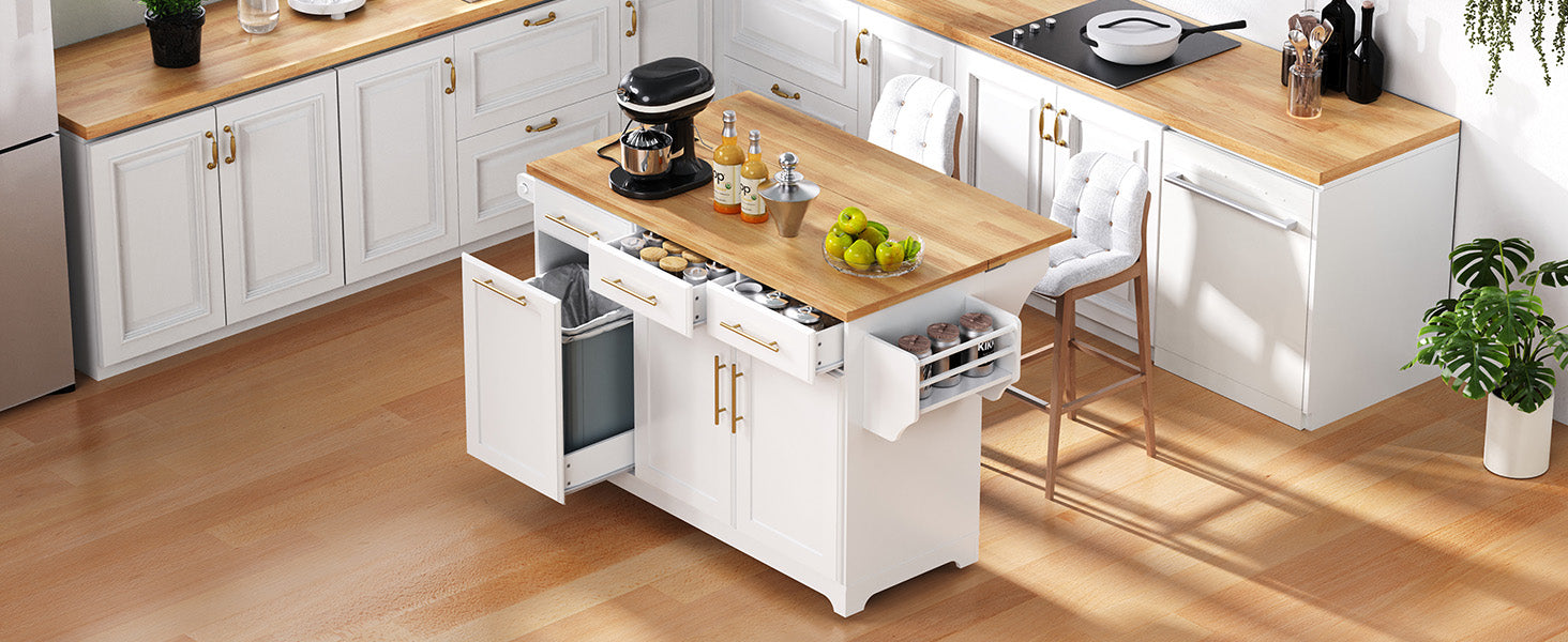 K&K 59.3" Kitchen Island with Storage