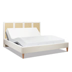 Toscana King Upholstered Cane Back Platform Bed, Antique
