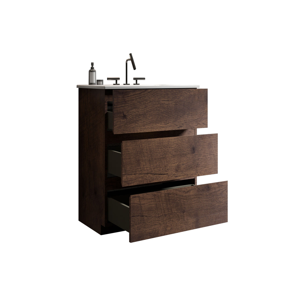 TIA 24-Inch Walnut Bathroom Vanity with Ceramic Sink