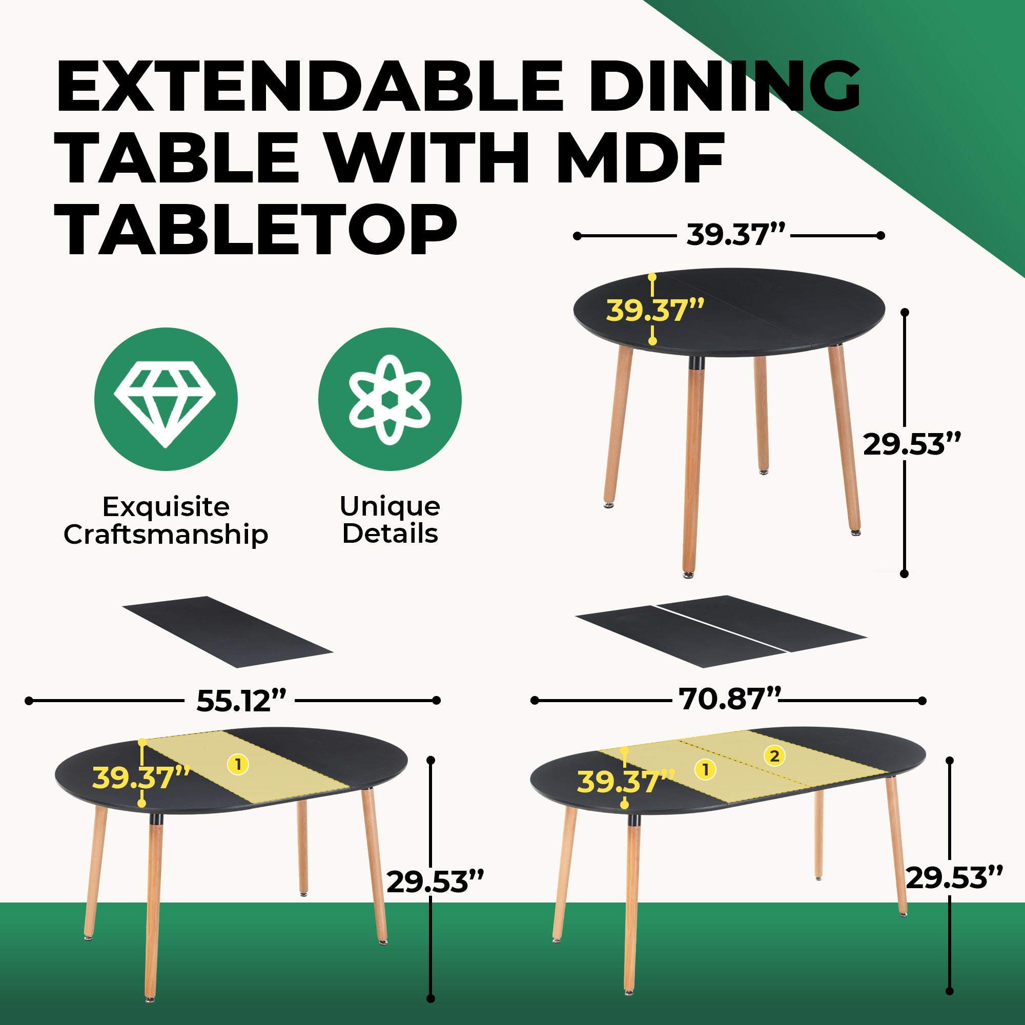 Extensible Dining Table, Office Table, Coffee Table