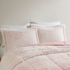 King/Cal King Ombre Shaggy Long Fur Comforter Mini Set