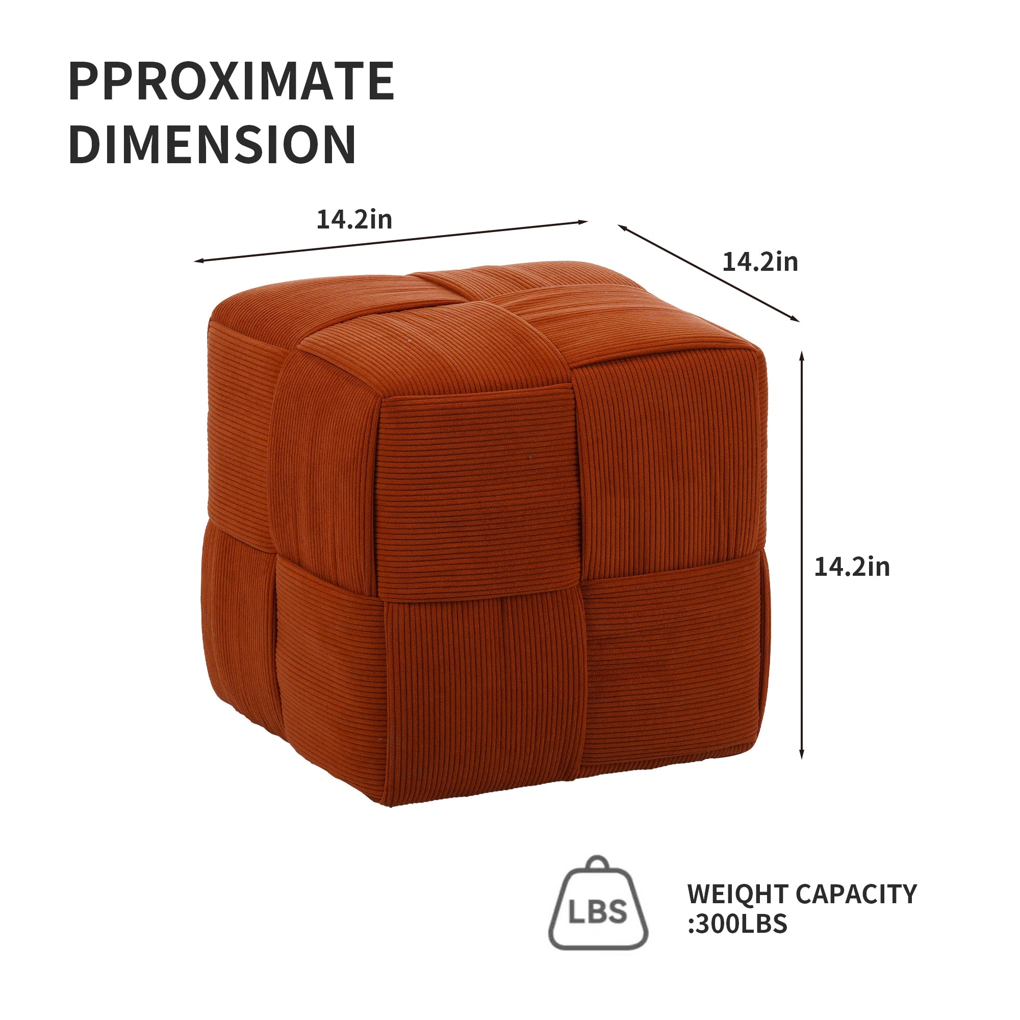 Comfortable Brown Corduroy Square Ottoman Foot Rest
