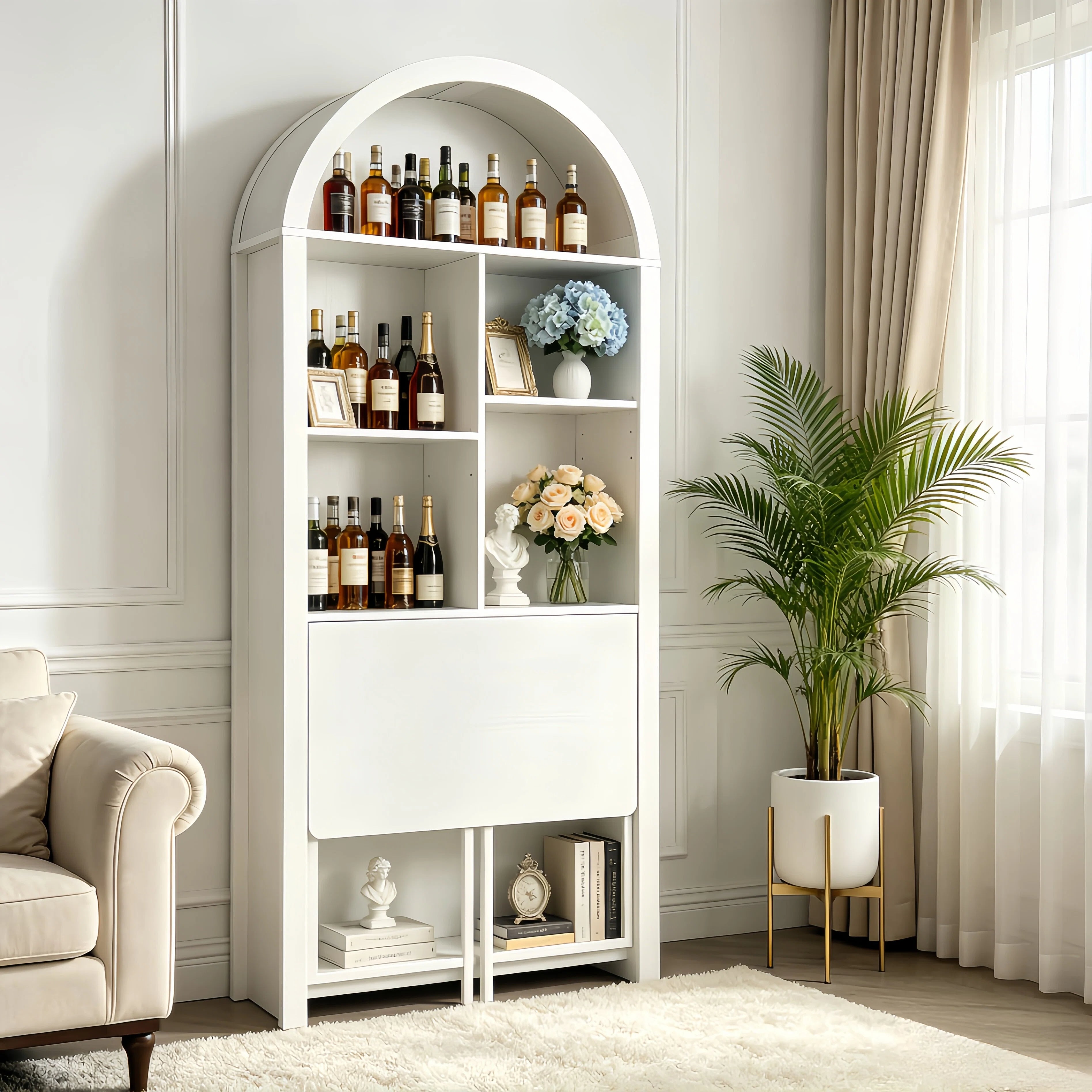 Folding Craft Desk with Storage Shelves