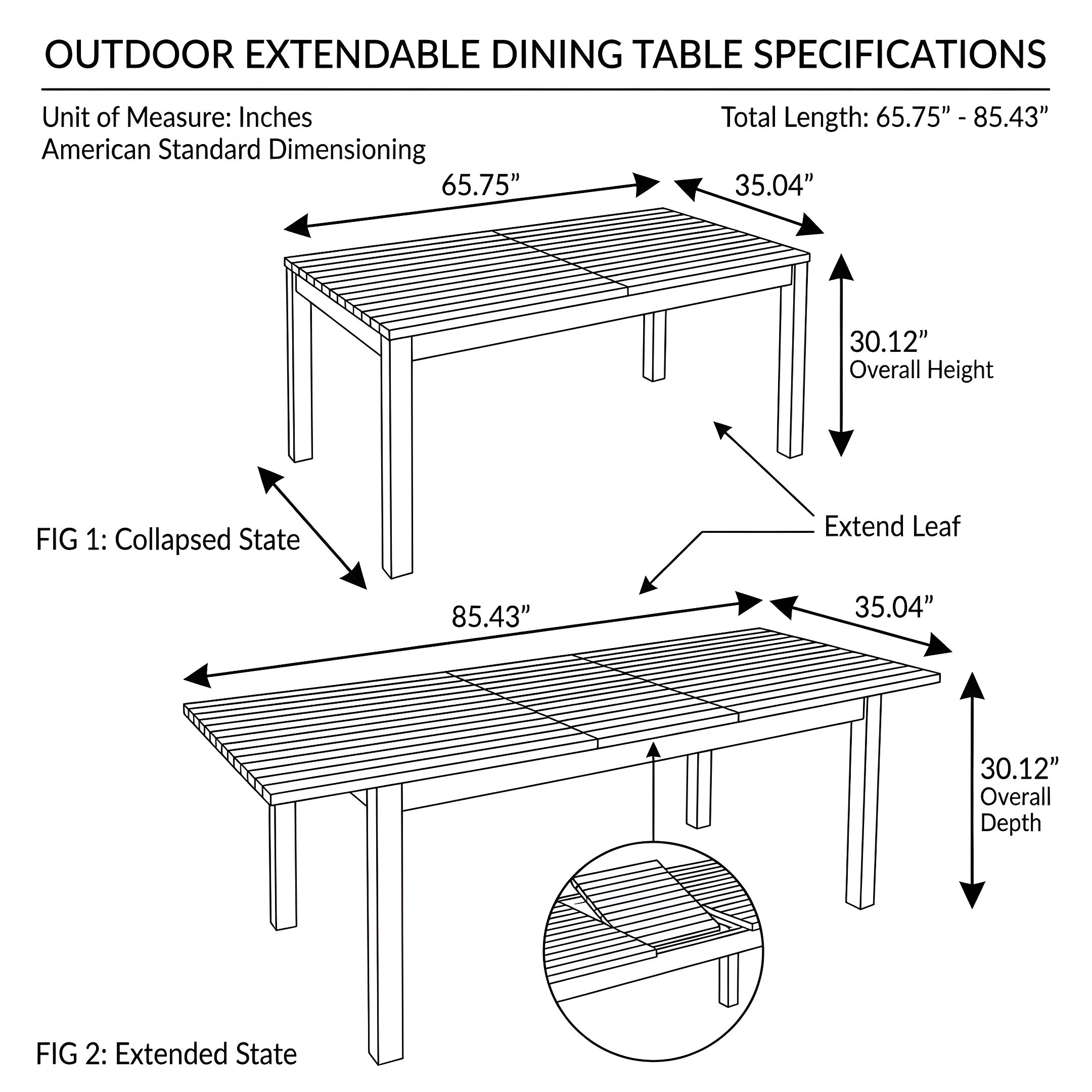 Extendable Acacia Wood Outdoor Dining Table