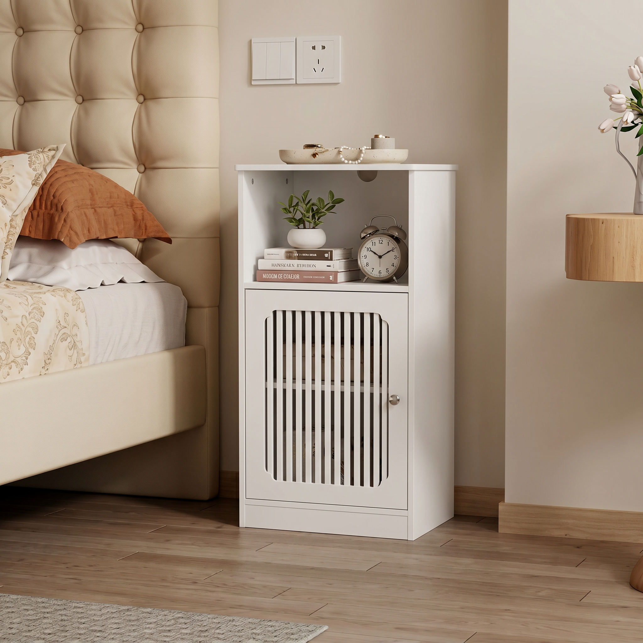 Bathroom Low Cabinet with Louvered Door