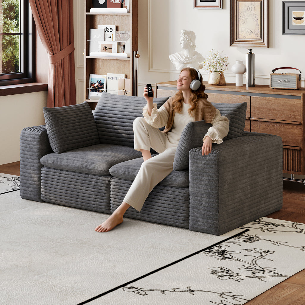 71" Cloud Sofa - Corduroy Fabric, Deep Seat Couch