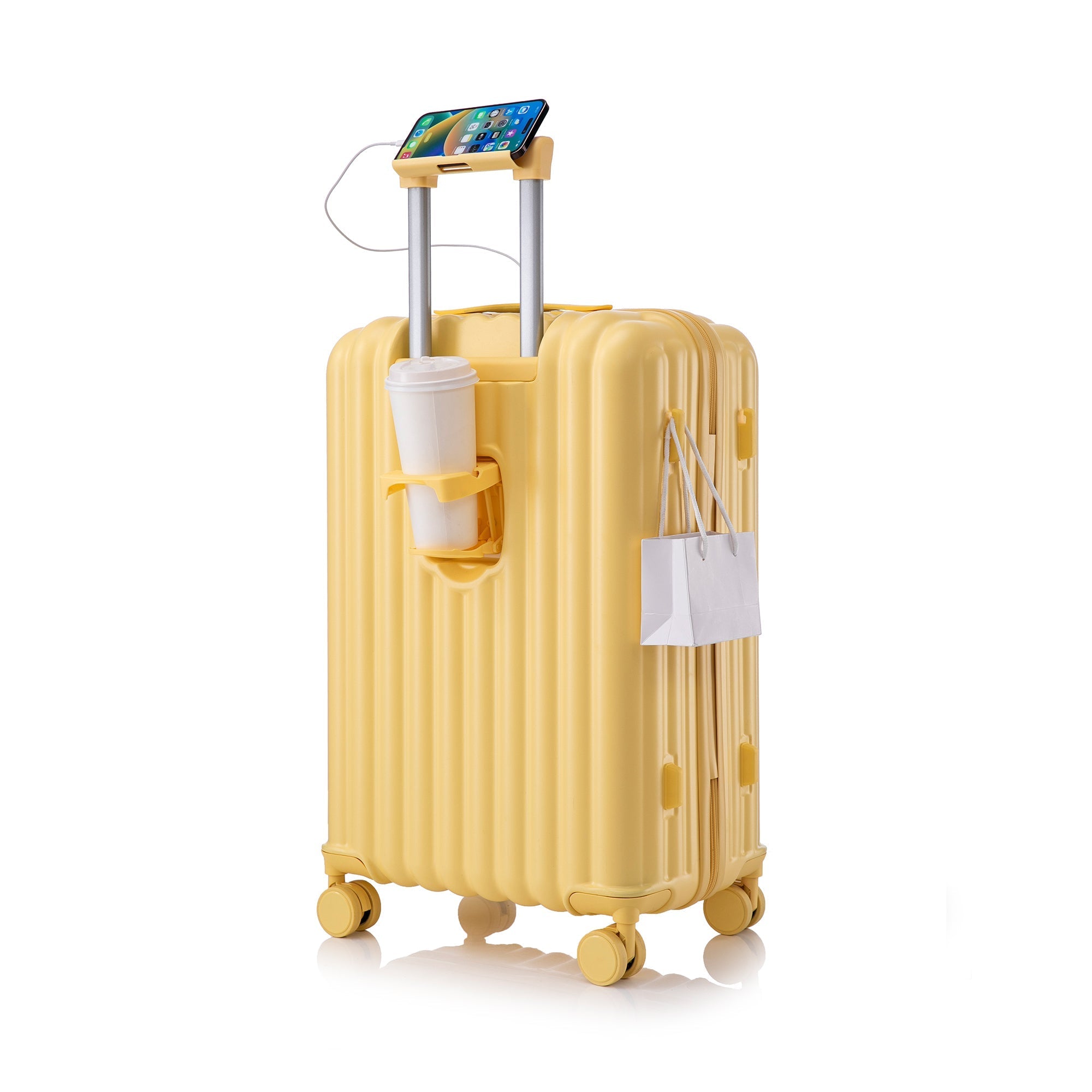 20/24/28 ABS Spinner Wheel Luggage Set with USB Port & Cup Holder