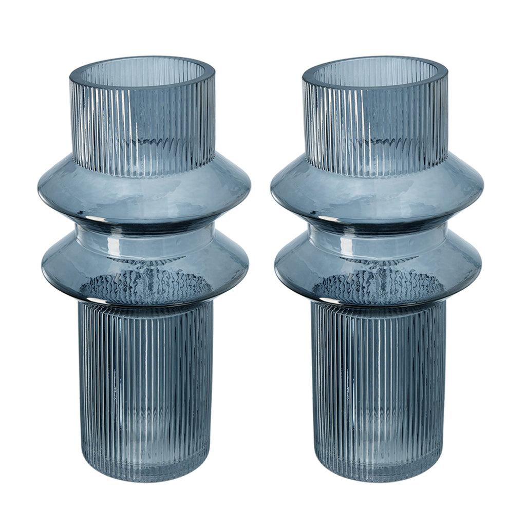 D5.9x11.8"H Fluted Accent Vases Set of 2