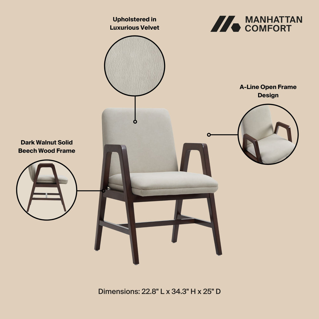 Stella Wood Velvet Armchair in Champagne