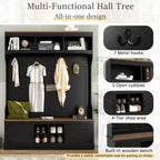 Vibe Haus 71"H Farmhouse Hall Tree with Bench and Shoe Storage