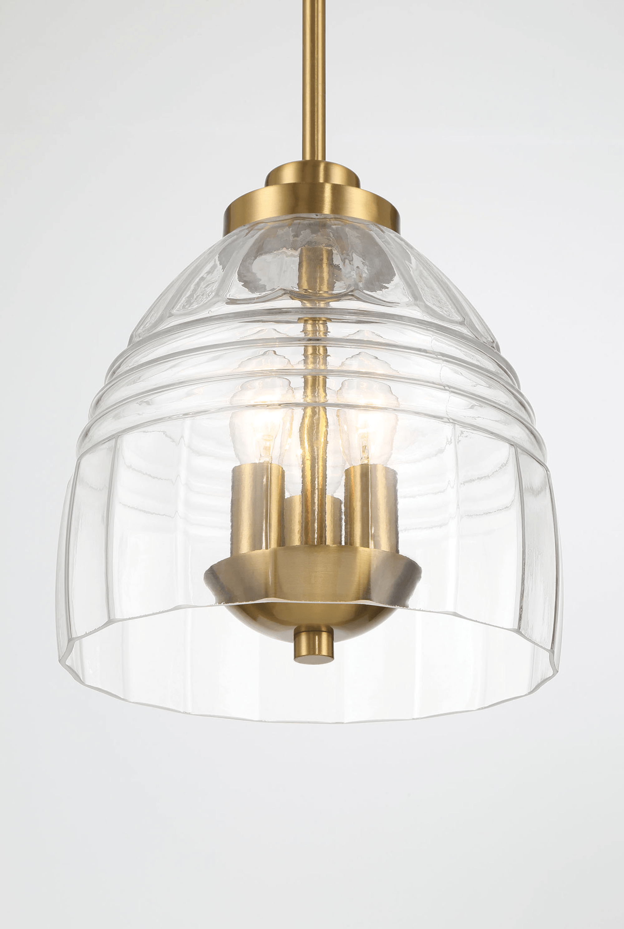 Ember Three Candle Lights Chain Pendant With Clear Glass - Satin