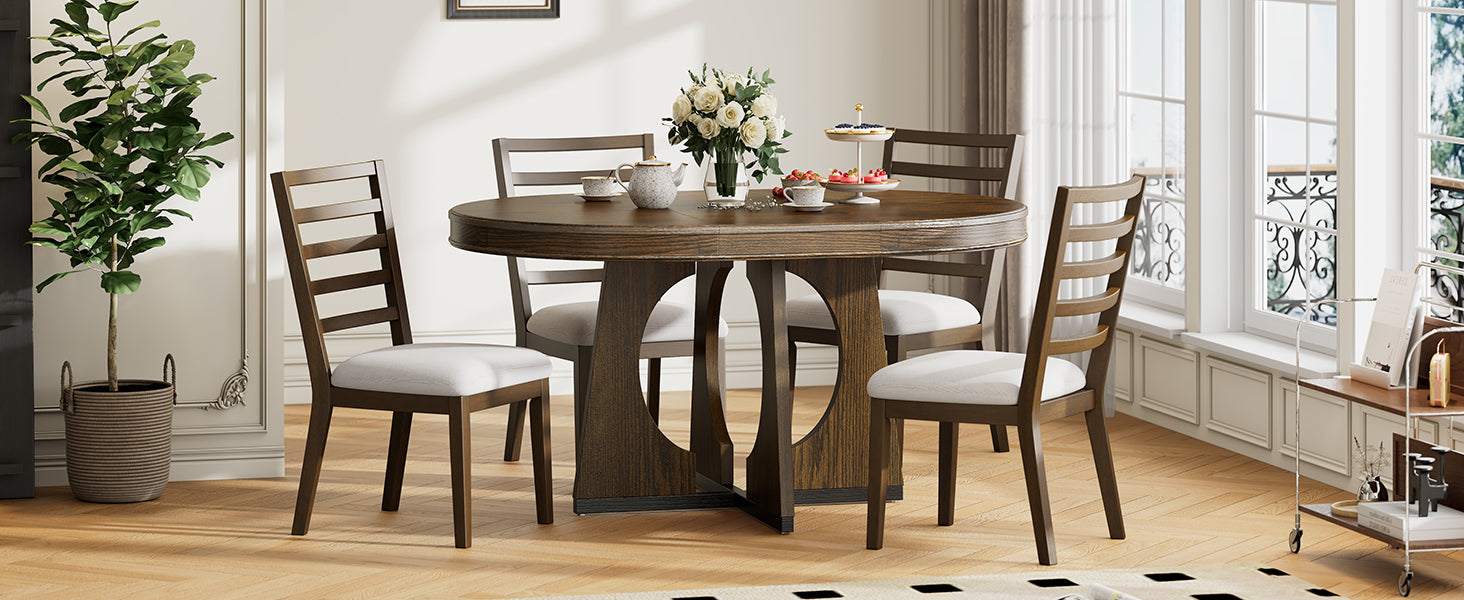 TREXM Round Dining Table for 4 with Chairs Set