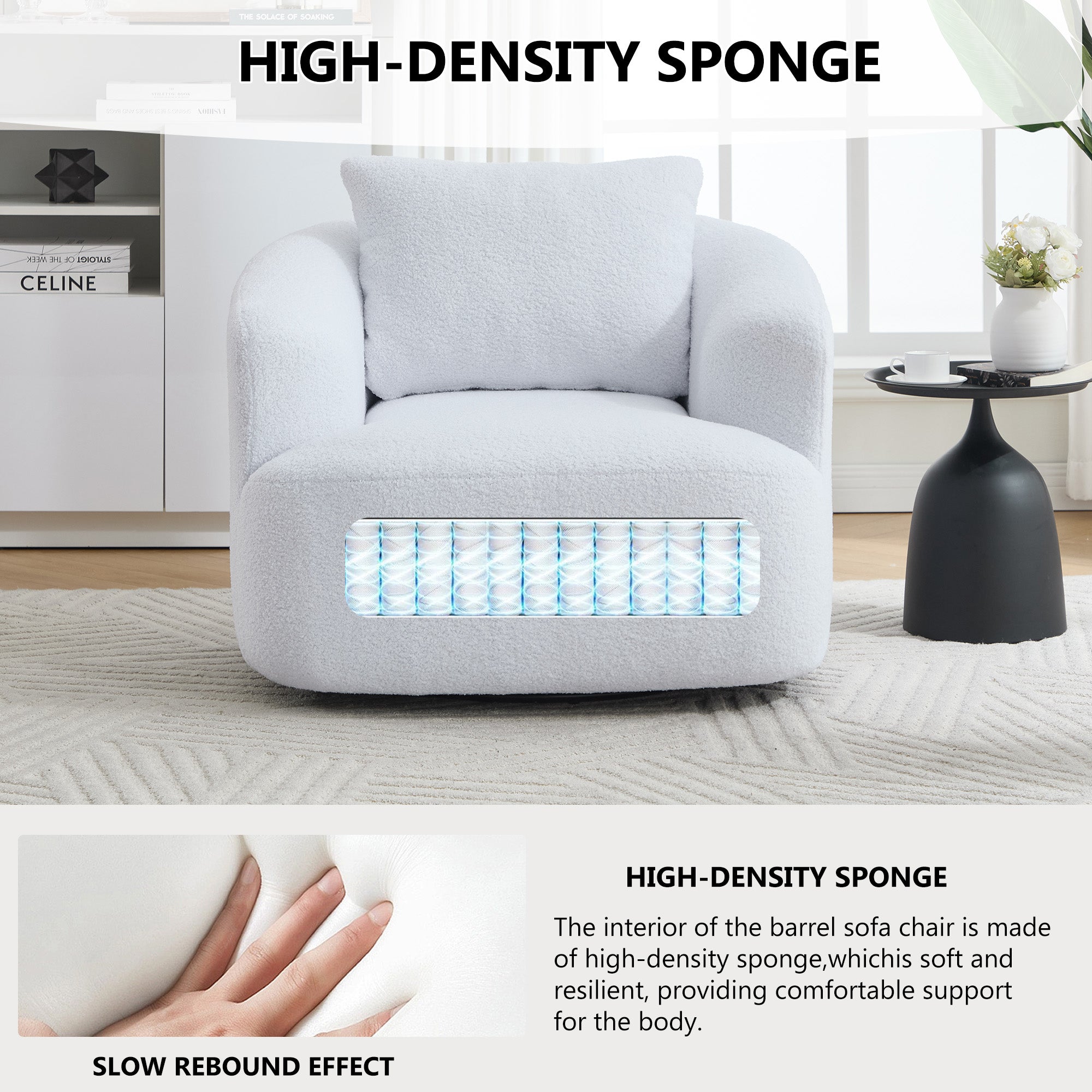 360° Swivel Round Upholstered Comfy Chair
