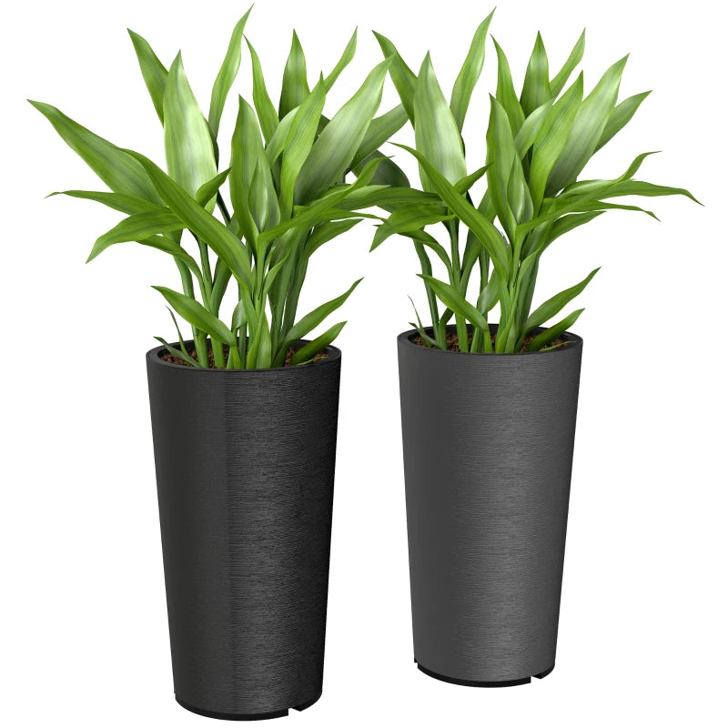Set of 2 Flower Pots - Stackable Large Planters