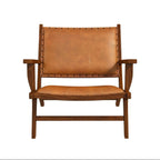 Daniel Mid-Century Modern Leather Arm Chair with Walnut-Finished Legs