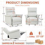Manual Rocker Recliner Chair for Adults - PU Light Gray