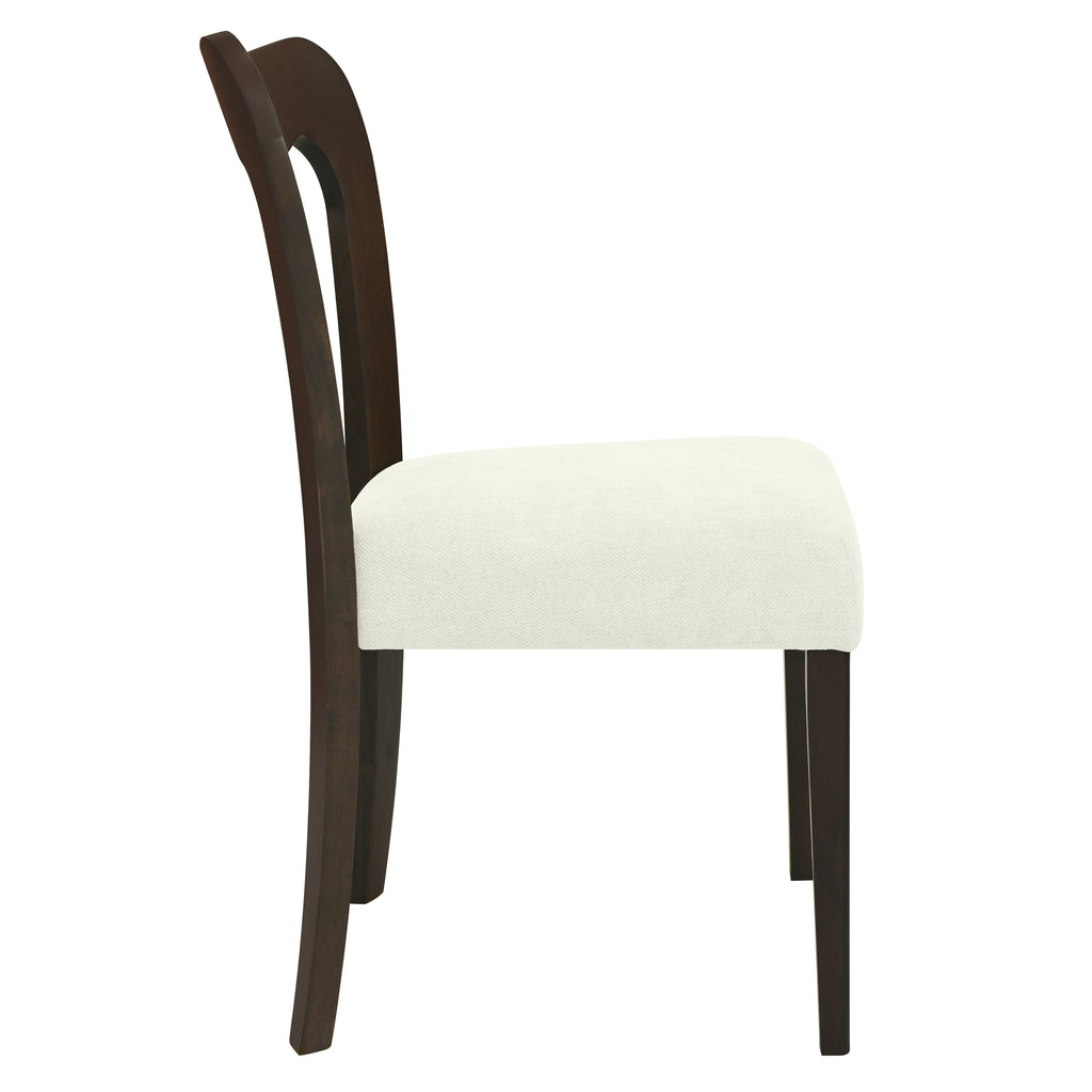 Dining Chair Without Arm Set of 2 - Dark Brown and Beige