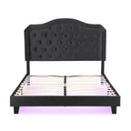 Upholstered Bed Button Tufted with Curve Design