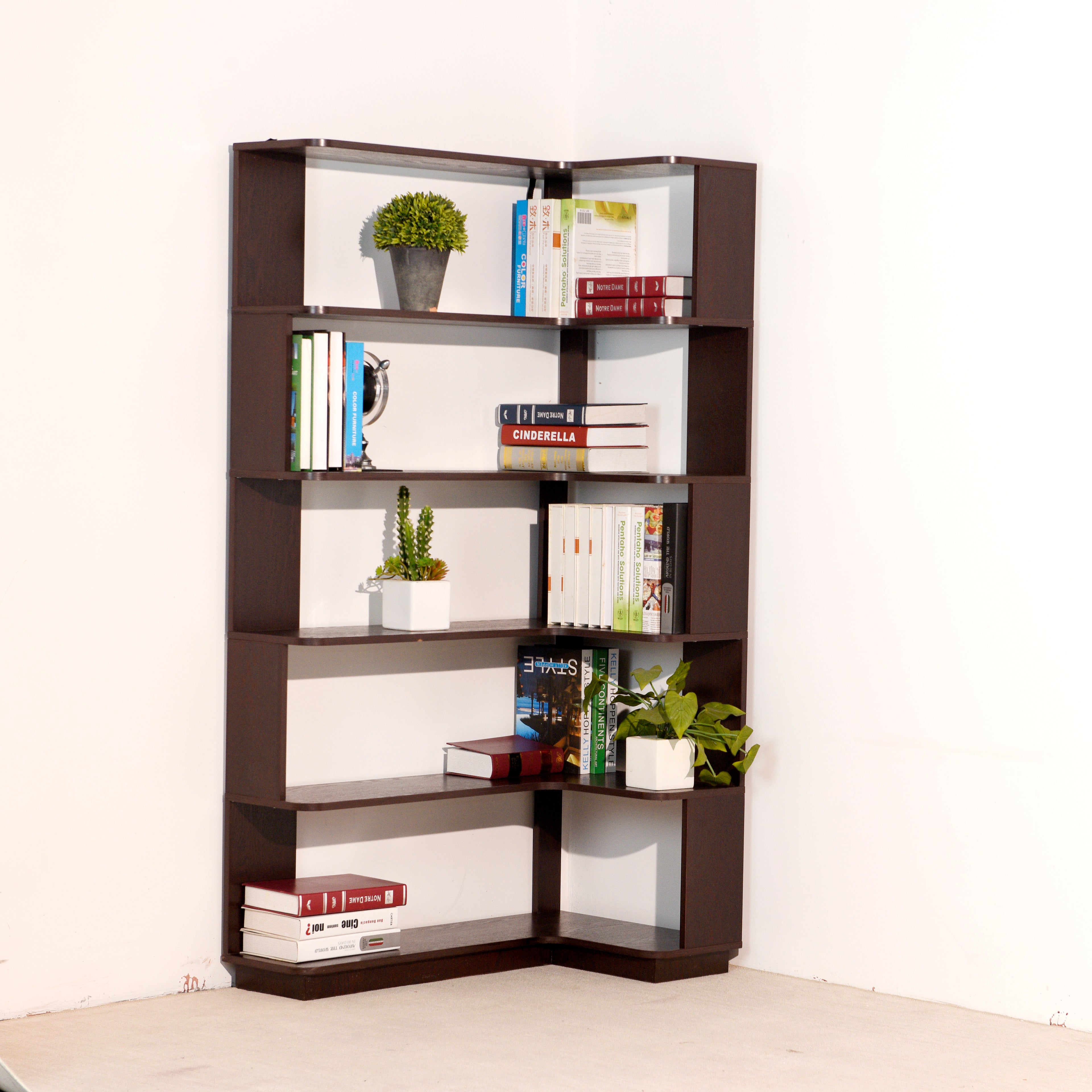 90cm Freestanding Corner Bookshelf