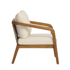 Acacia Wood Outdoor Patio Club Chair with PE Wicker Backrest & Cushions (Set of 2)