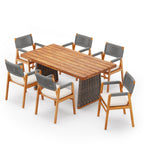 Outdoor 7 Pieces Acacia Wood Dining Set
