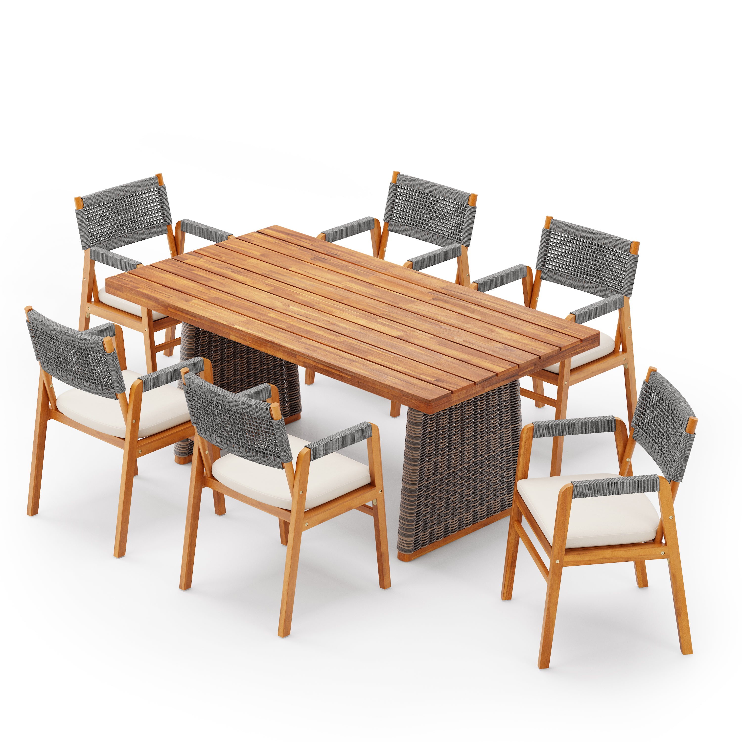 Outdoor 7 Pieces Acacia Wood Dining Set