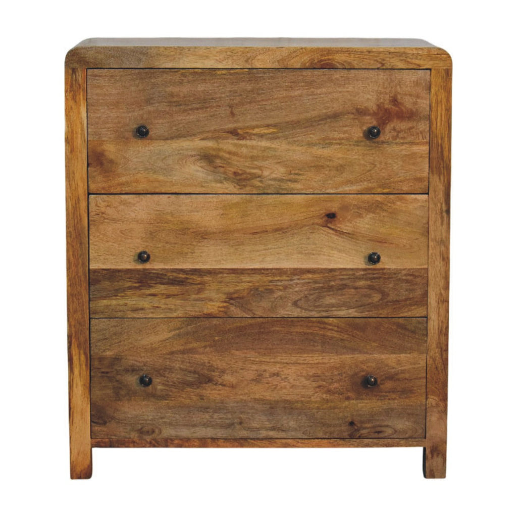 Solid Wood Oakish Three Drawer Chest