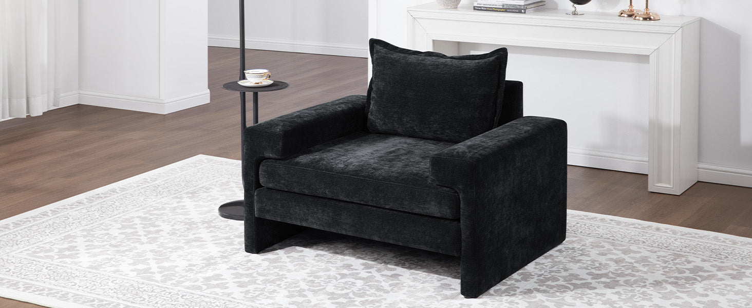 Chenille Upholstered Armchair with Wide Armrests