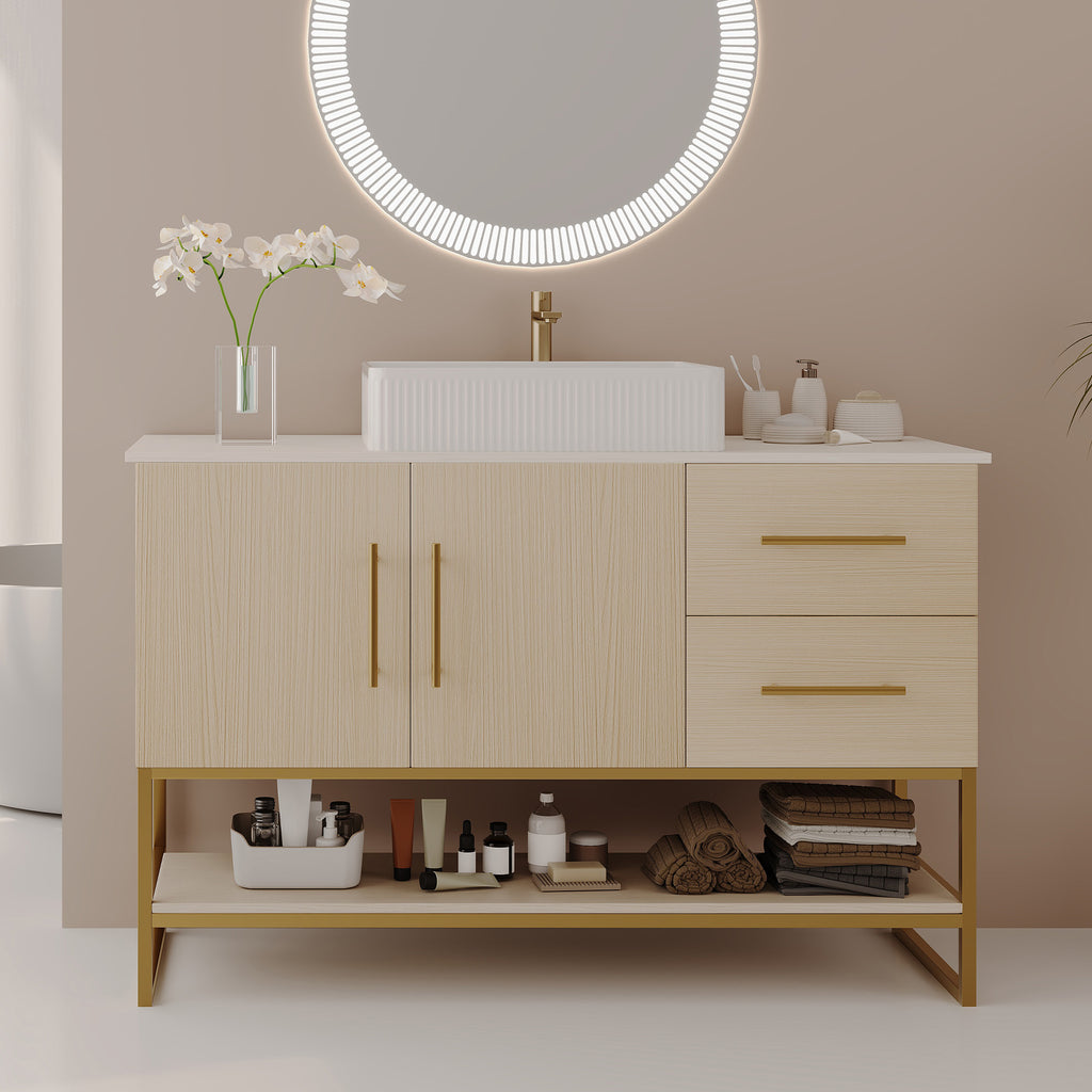 47.2" Modern Bathroom Vanity with Ceramic Vessel Sink
