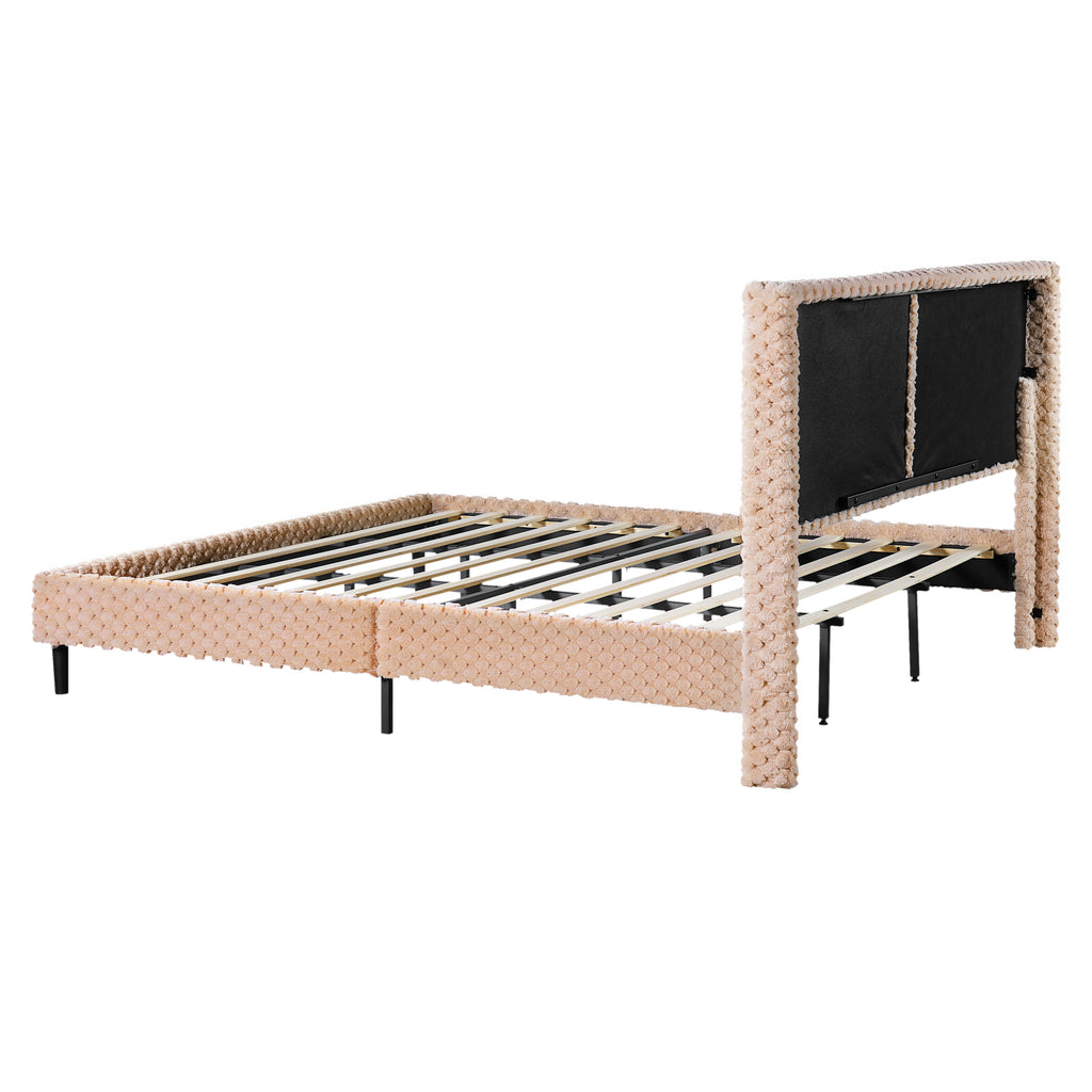 Simple Modern Camel Plush Soft Bed — King Size