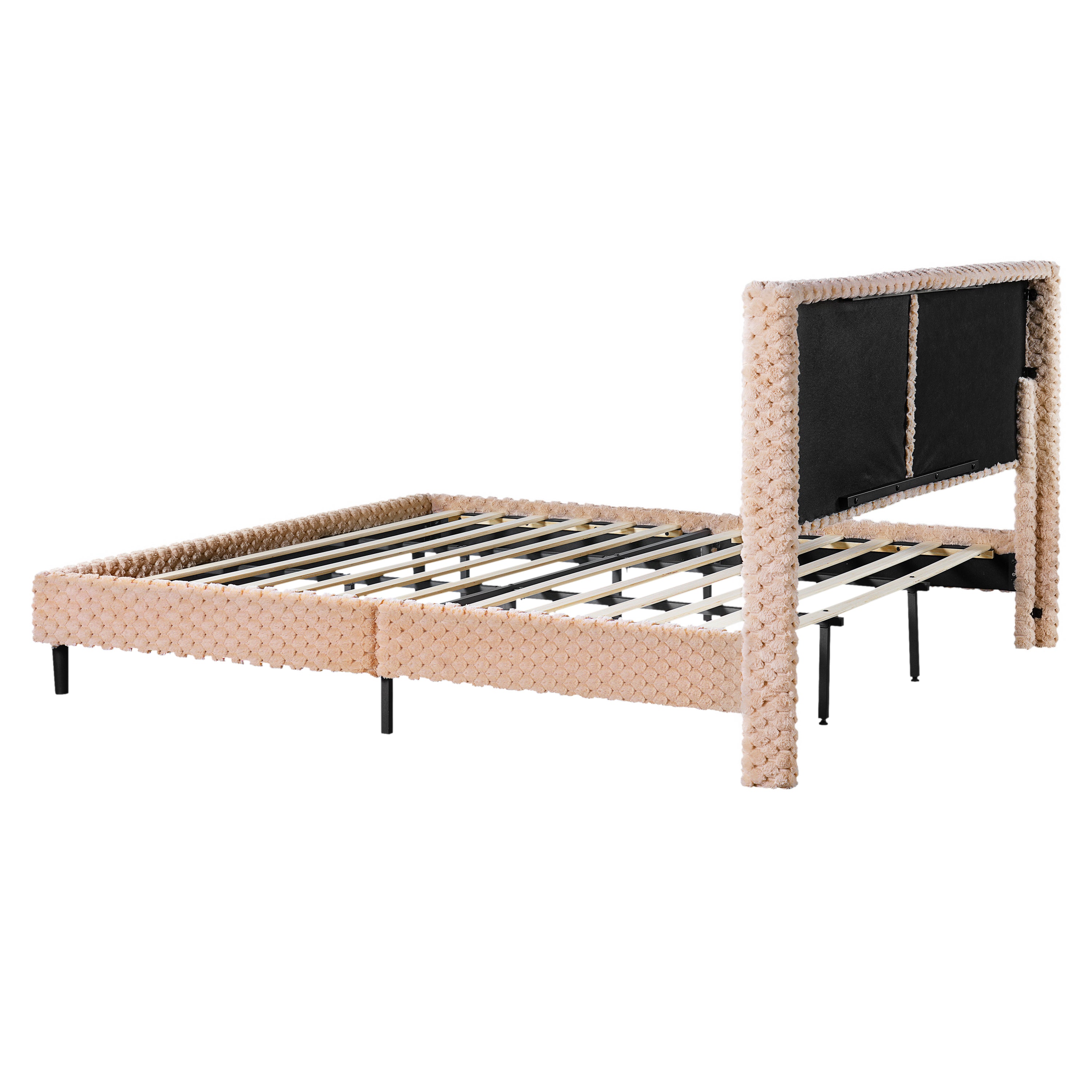 Simple Modern Camel Plush Soft Bed — King Size