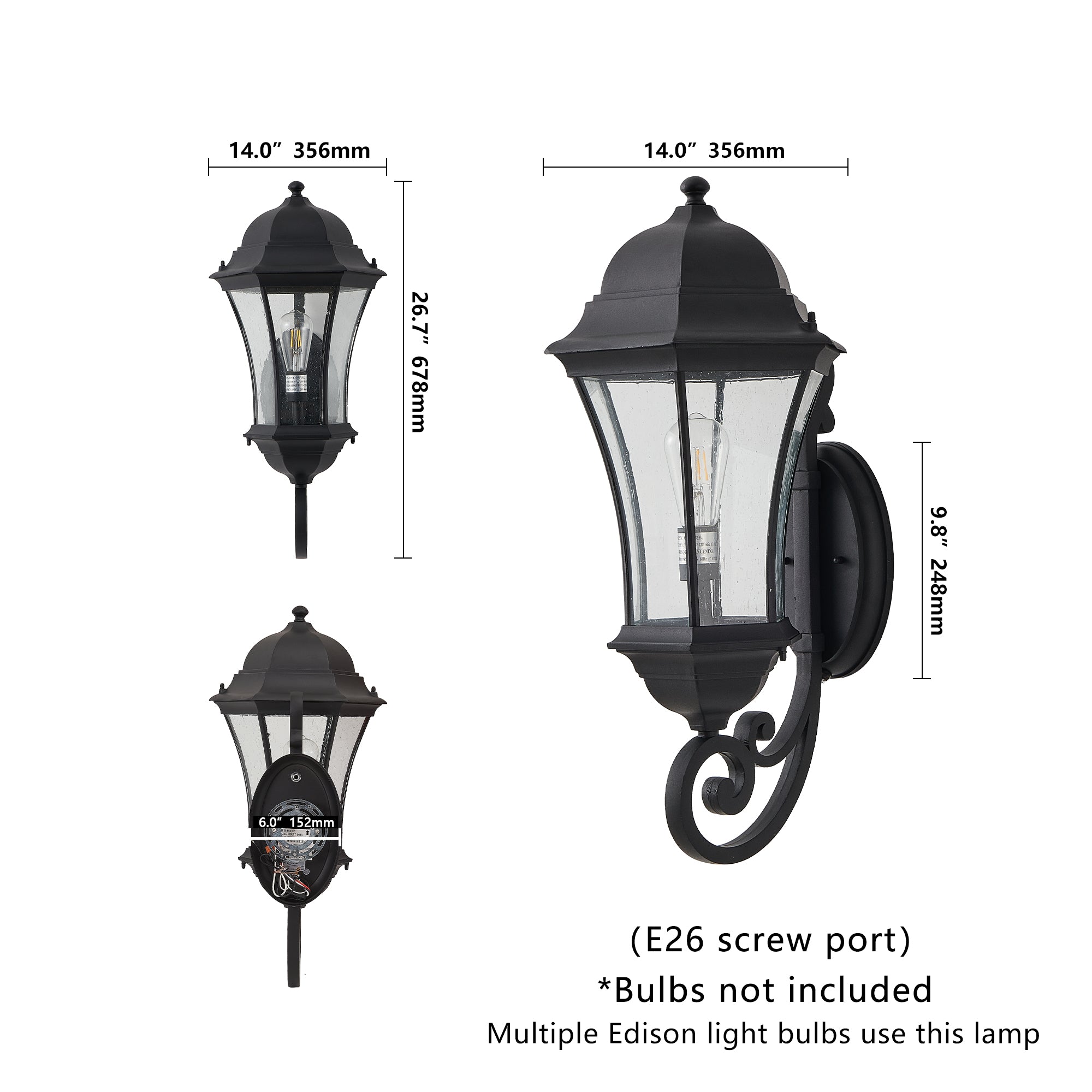 27" Outdoor Wall Lantern with Dusk to Dawn Sensor