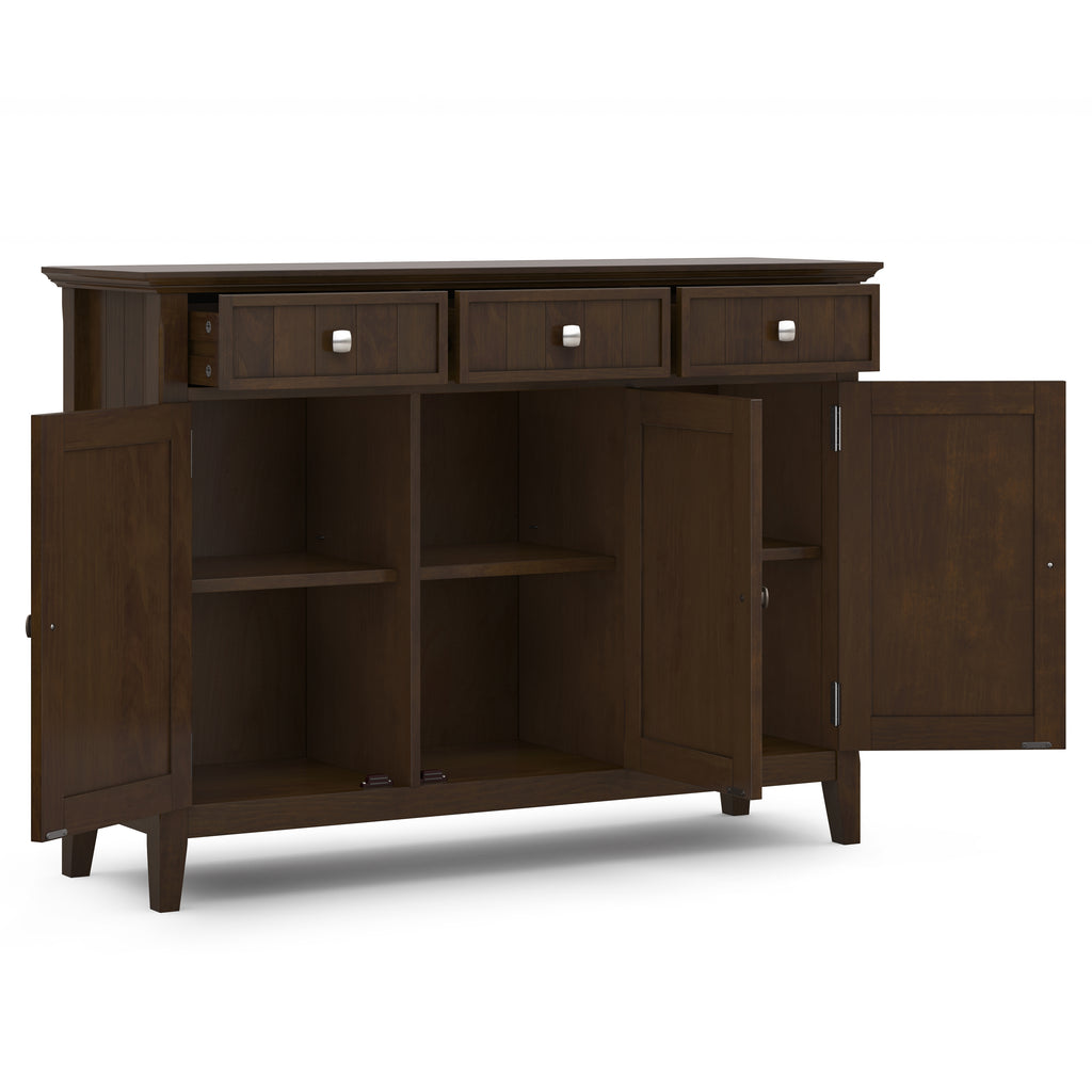 Acadian 51 Inch Wide Solid Wood Entryway Storage Cabinet in Brunette