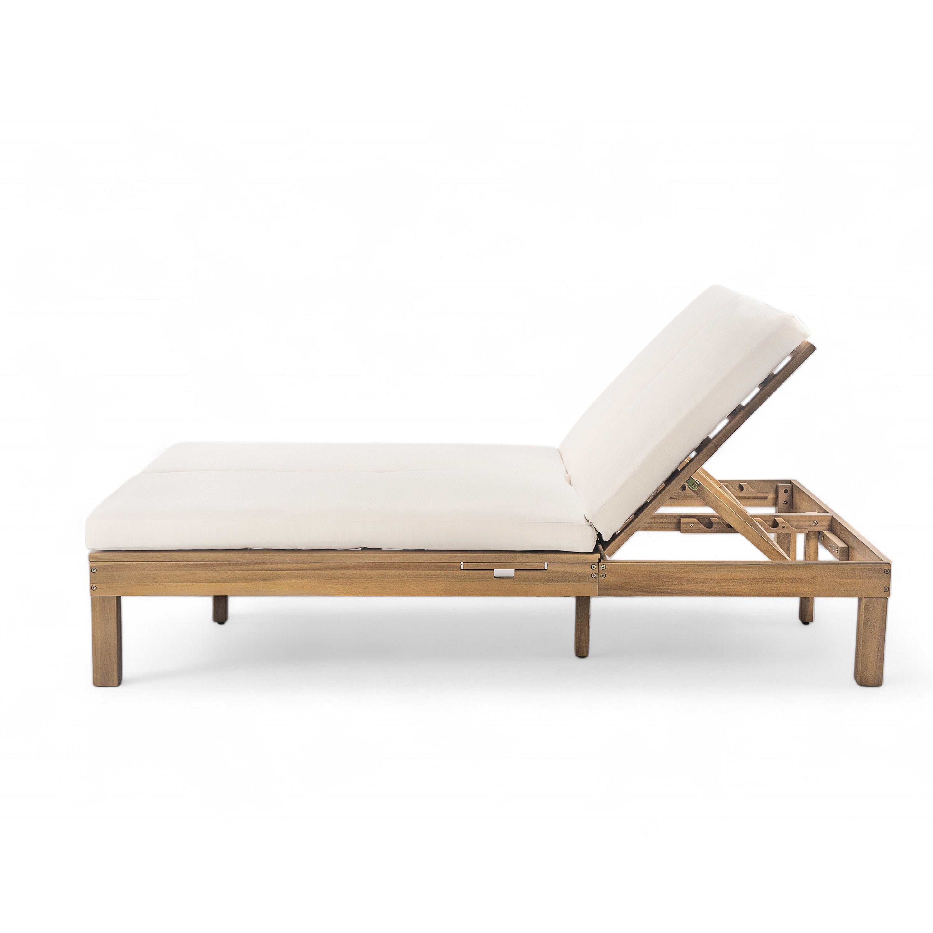 TREXM 5-Position Adjustable Backrest Double Chaise Lounge Outdoor