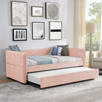 Upholstered Tufted Daybed with Twin Size Pop-up Trundle