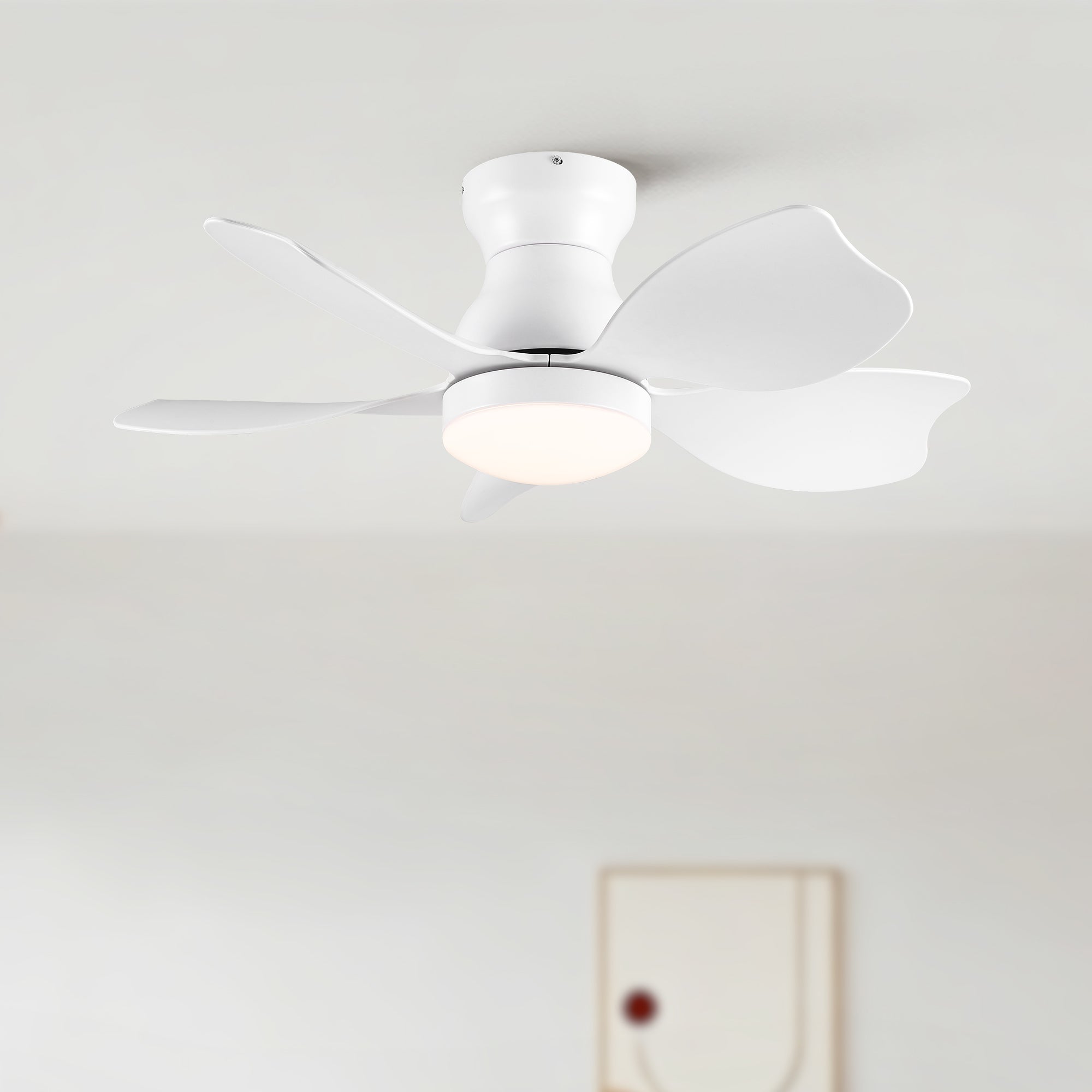 30 Inch Low Profile Flush Mount Ceiling Fan with Light