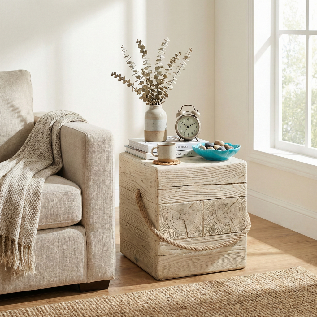 Outdoor Wood Grain Square MGO Side Table