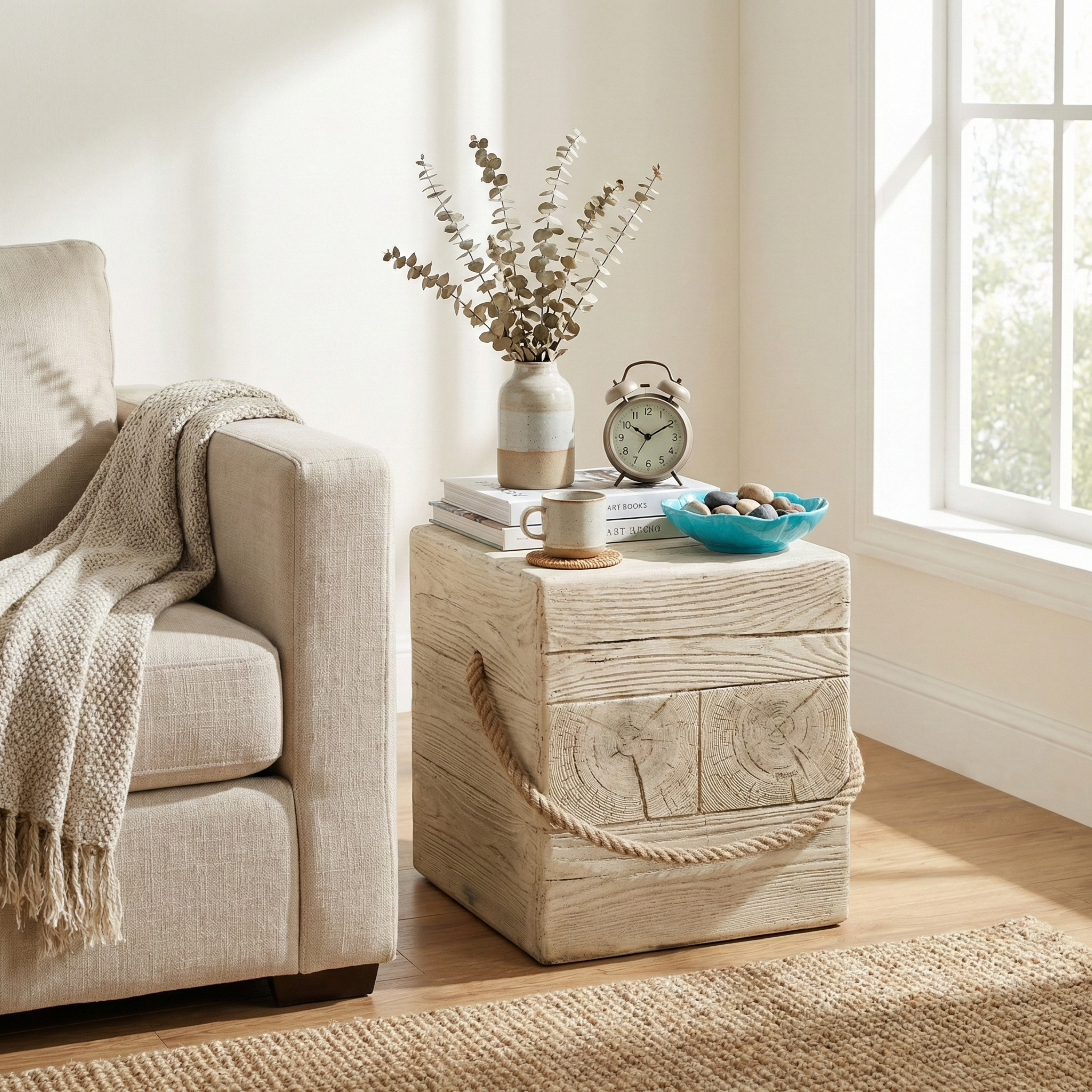 Outdoor Wood Grain Square MGO Side Table