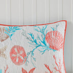 6 Piece Cotton Sateen Quilt Set with Throw Pillows - Coral Full/Queen