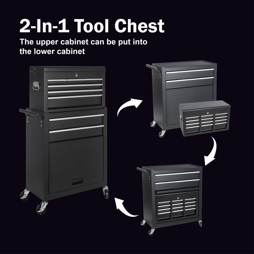 8-Drawer Rolling Tool Storage Cabinet with Detachable Top