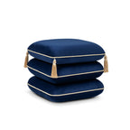Monarch 19.5" Squared Upholstered Ottoman with Bullion Fringe