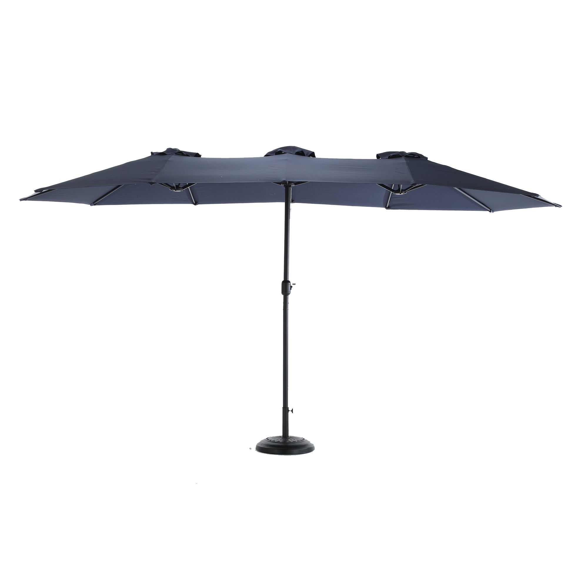 14.8 Ft Double Sided Outdoor Umbrella Rectangular Large with Crank (Navy Blue)