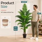 Artificial Palm Tree 6ft, Large Fake Tropical Tree with 23 Fronds