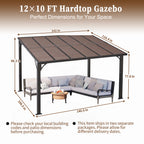12x10 FT Hardtop Gazebo, Outdoor Patio Pergola