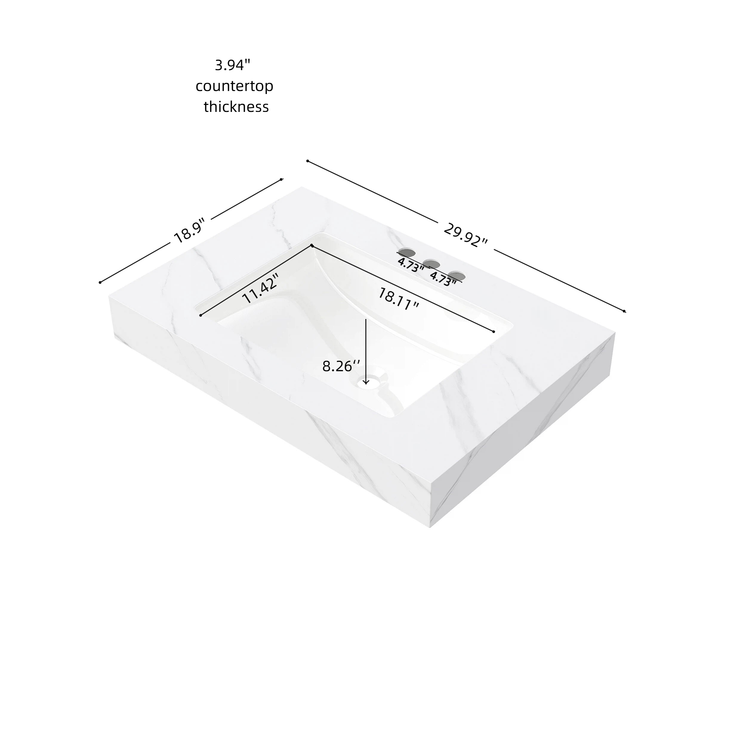 30" MURI Carrara Bathroom Vanity