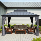 11x13FT Outdoor Gazebo with Galvanized Steel Double Roof