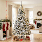 9 ft Pre-Lit Flocked Fraser Fir Artificial Christmas Tree